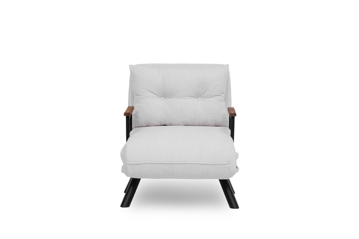 Armchairs - Scandinavian sleeping armchair Cream teddy fabric Sando - Dimehouse