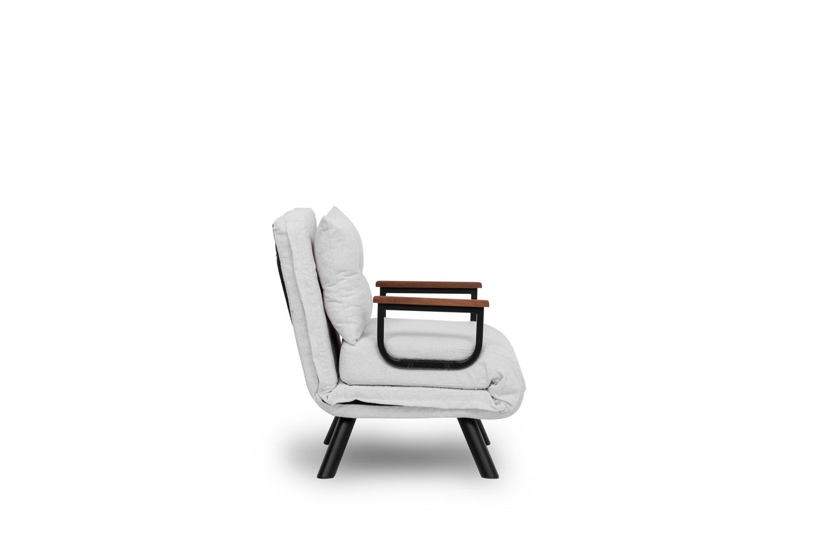 Armchairs - Scandinavian sleeping armchair Cream teddy fabric Sando - Dimehouse