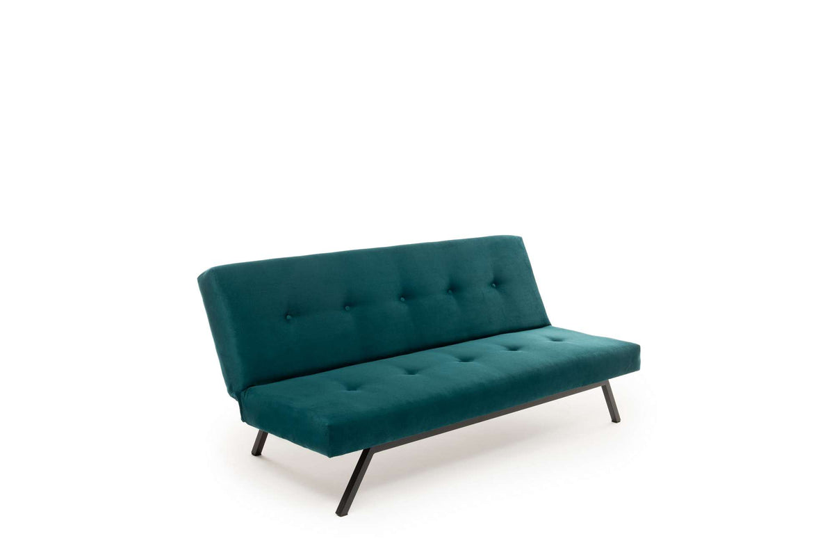 Sofa beds - Sofa bed Petrol blue Fabric 3 - Seater - 180 cm - Without armrests - Zoly - Dimehouse
