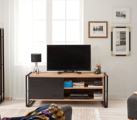 TV Furniture - TV Furniture Cosmo Atlantic Pine Black Melamine 130x50x45 cm - Dimehouse