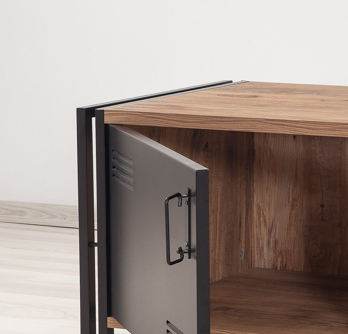 TV Furniture - TV Furniture Cosmo Atlantic Pine Black Melamine 130x50x45 cm - Dimehouse