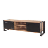 TV Furniture - TV Furniture Cosmo Atlantic Pine Black Melamine 180x50x45 cm - Dimehouse