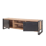 TV Furniture - TV Furniture Cosmo Atlantic Pine Black Melamine 180x50x45 cm - Dimehouse