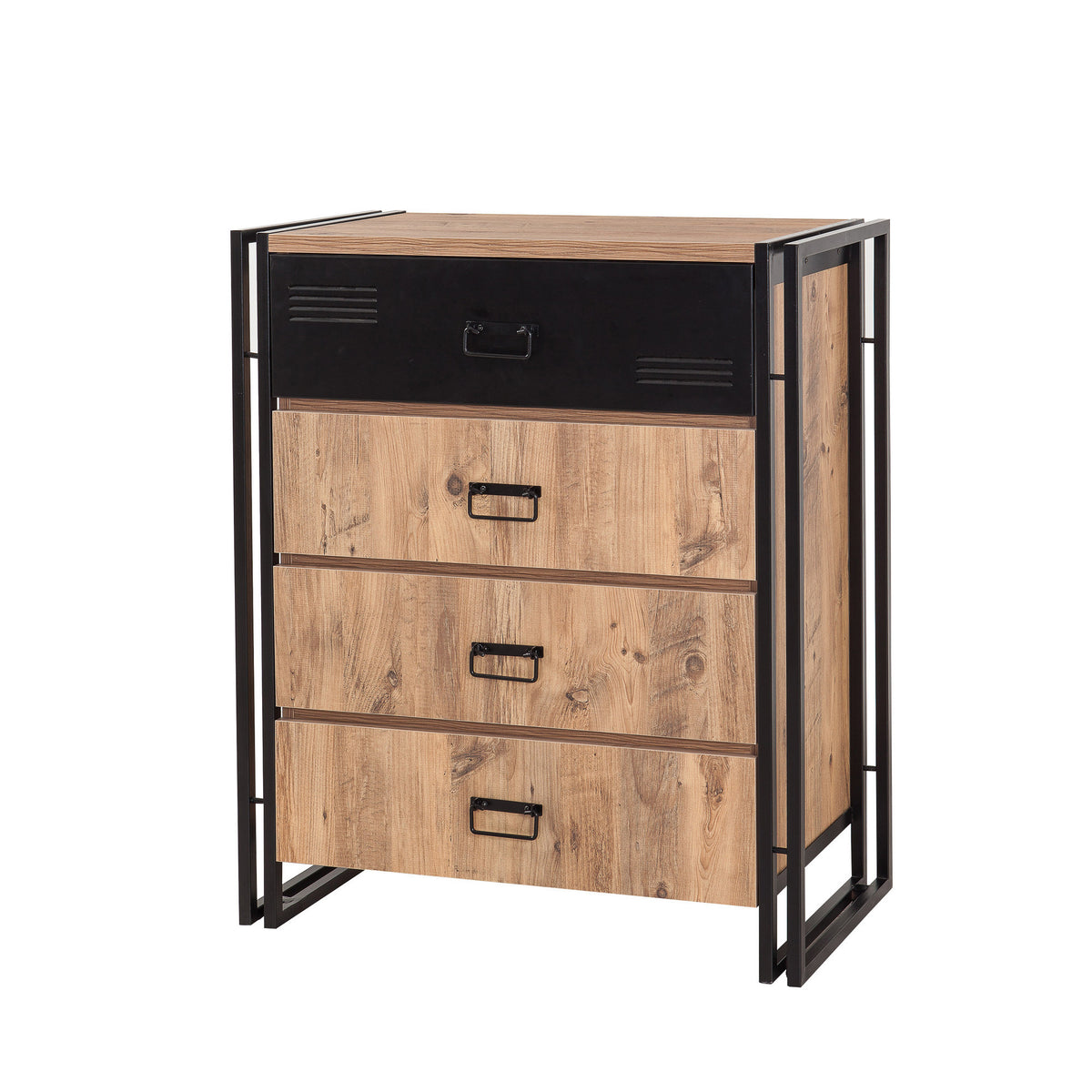 Chests of drawers - Chest of drawers Cosmo Atlantic Pine Black Melamine - Dimehouse