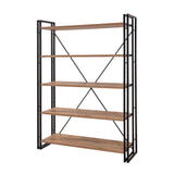 Bookcases - Industrial bookcase pine wood melamine black metal Cosmo 130x180x35 cm - Dimehouse