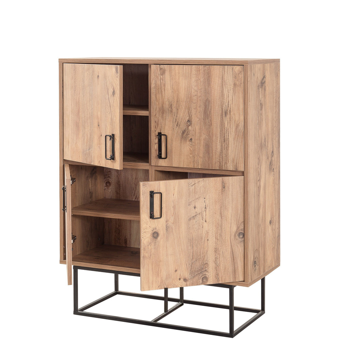 Wall cabinets - Wall cabinet Quantum Solo Atlantic Pine Black Melamine 93x115x36 cm - Dimehouse