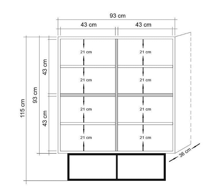 Wall cabinets - Wall cabinet Quantum Solo Atlantic Pine Black Melamine 93x115x36 cm - Dimehouse