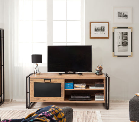 TV Furniture - TV Furniture Arcas Atlantic Pine Black Melamine 130x50x45 cm - Dimehouse