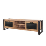 TV Furniture - TV Furniture Arcas Atlantic Pine Black Melamine 180x50x45 cm - Dimehouse