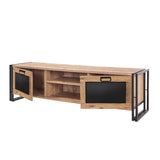 TV Furniture - TV Furniture Arcas Atlantic Pine Black Melamine 180x50x45 cm - Dimehouse