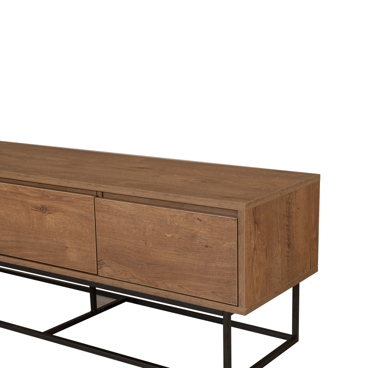 TV Furniture - TV Furniture Milo Walnut Black Melamine 140x50x40 cm - Dimehouse