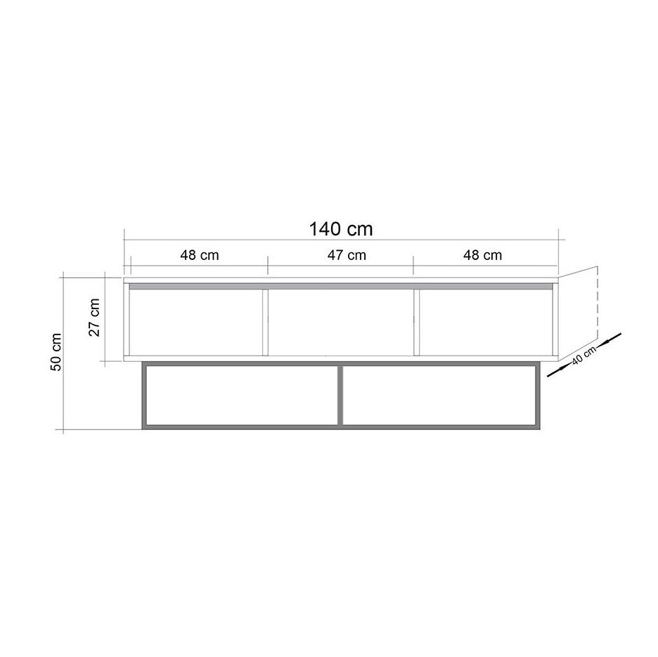 TV Furniture - TV Furniture Milo Walnut Black Melamine 140x50x40 cm - Dimehouse