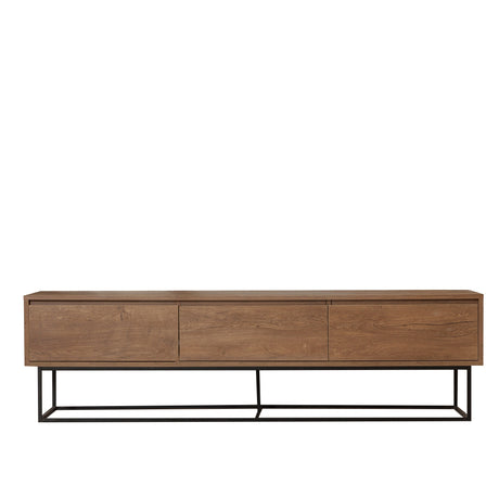 TV Furniture - TV Furniture Milo Walnut Black Melamine 180x50x40 cm - Dimehouse