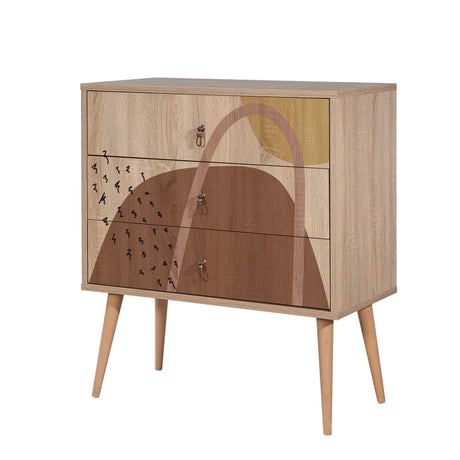 Chests of drawers - Chest of drawers City Trio Multicolor Melamine 80x89x40 cm - Dimehouse