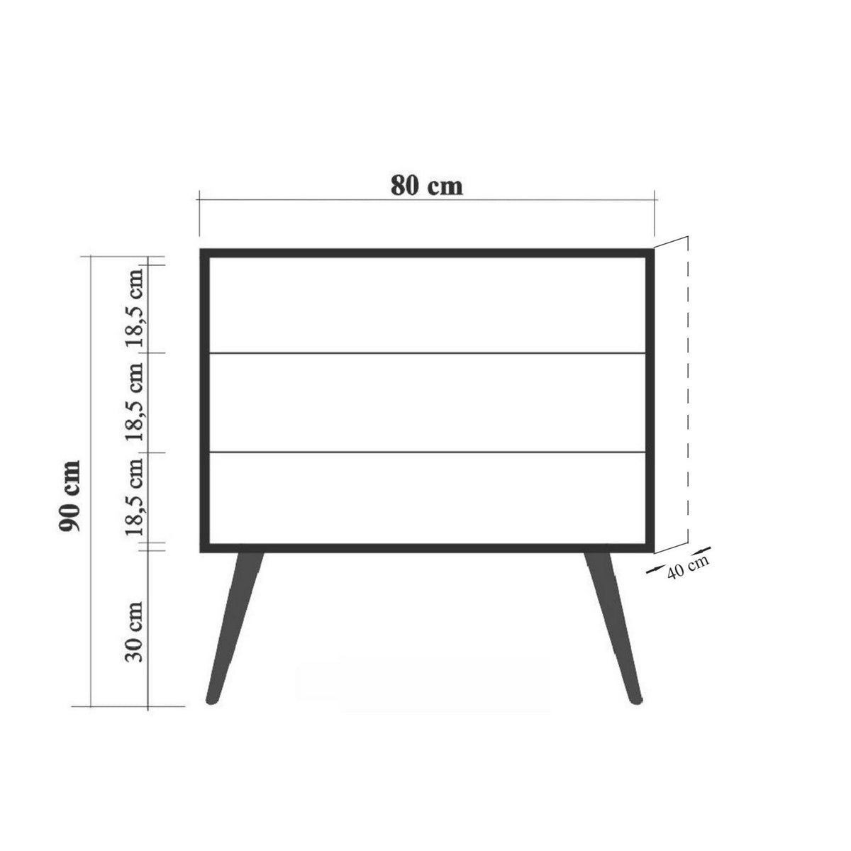 Chests of drawers - Chest of drawers City Trio Multicolor Melamine 80x89x40 cm - Dimehouse