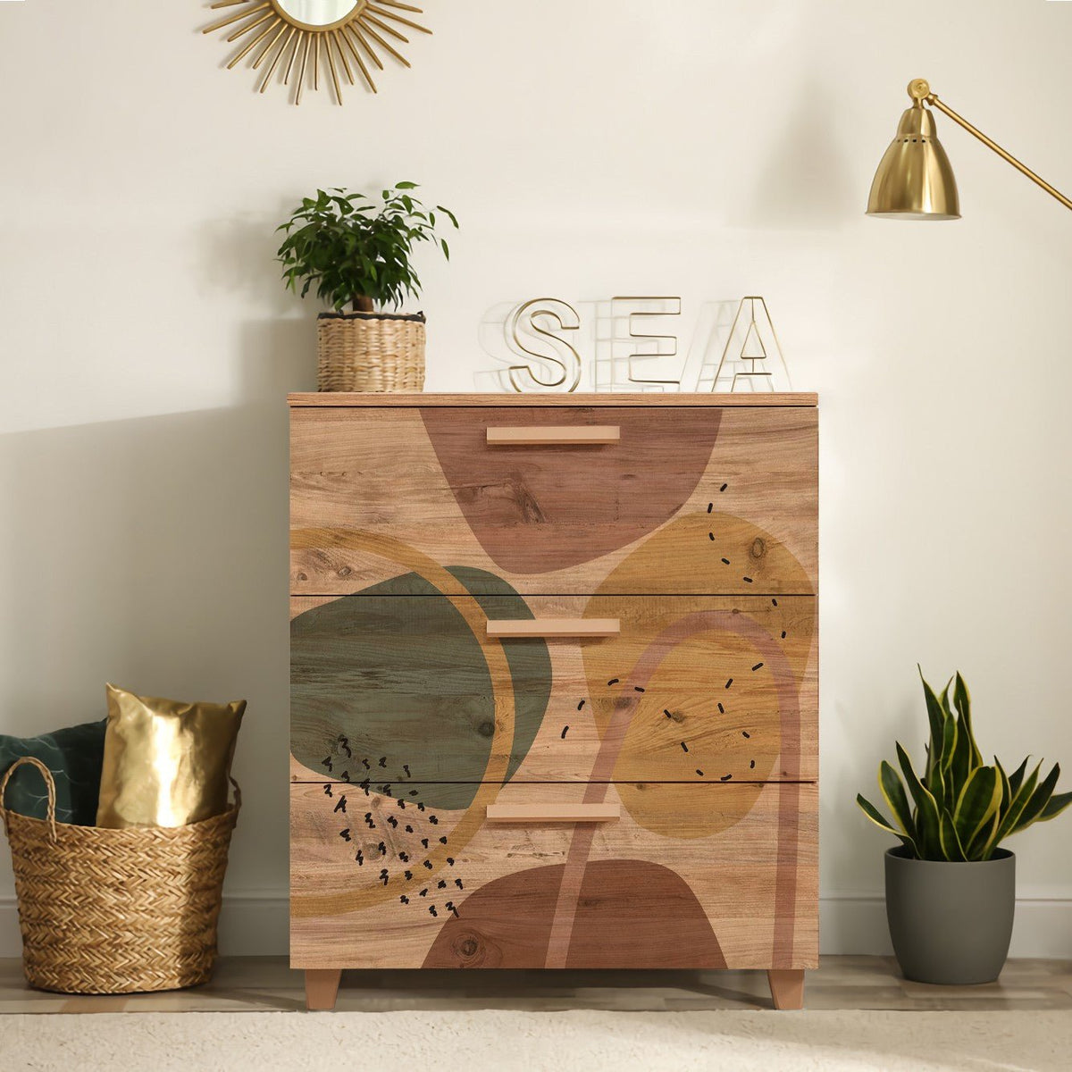 Chests of drawers - Chest of drawers Leva Atlantic pine wood Melamine 80x95x43 cm - Dimehouse