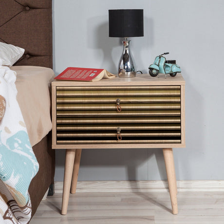 Bedside tables - Bedside table Catalina Sonoma Oak Melamine 60x61x40 cm - Dimehouse