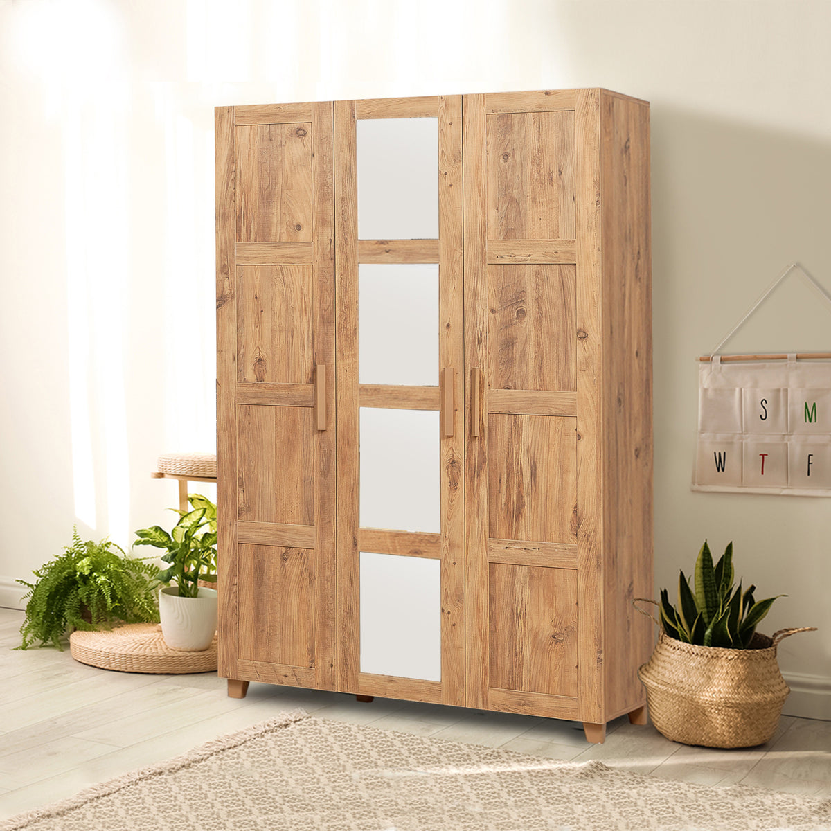 Wardrobes - Wardrobe Hedera Atlantic Pine Wood Melamine 120x189x48 cm - Dimehouse
