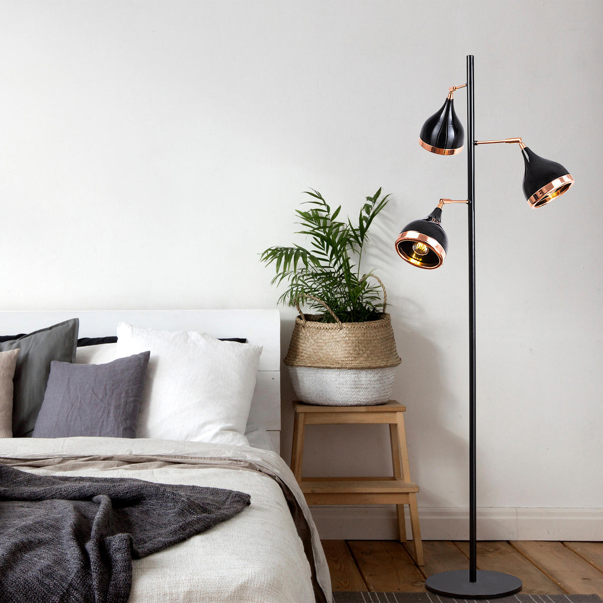 Floor lamps - Floor lamp 3 - lights Black Copper Metal Grip - Dimehouse