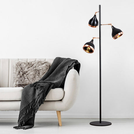 Floor lamps - Floor lamp 3 - lights Black Copper Metal Grip - Dimehouse
