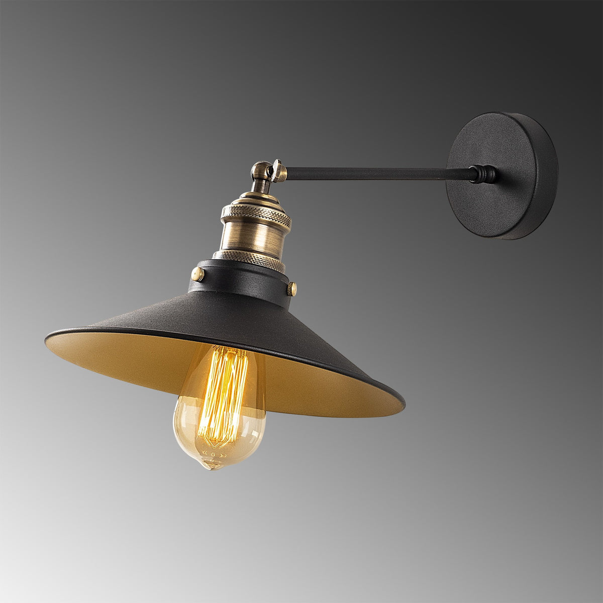 Wall lamps - Wall lamp Black Gold Metal Forge - Dimehouse