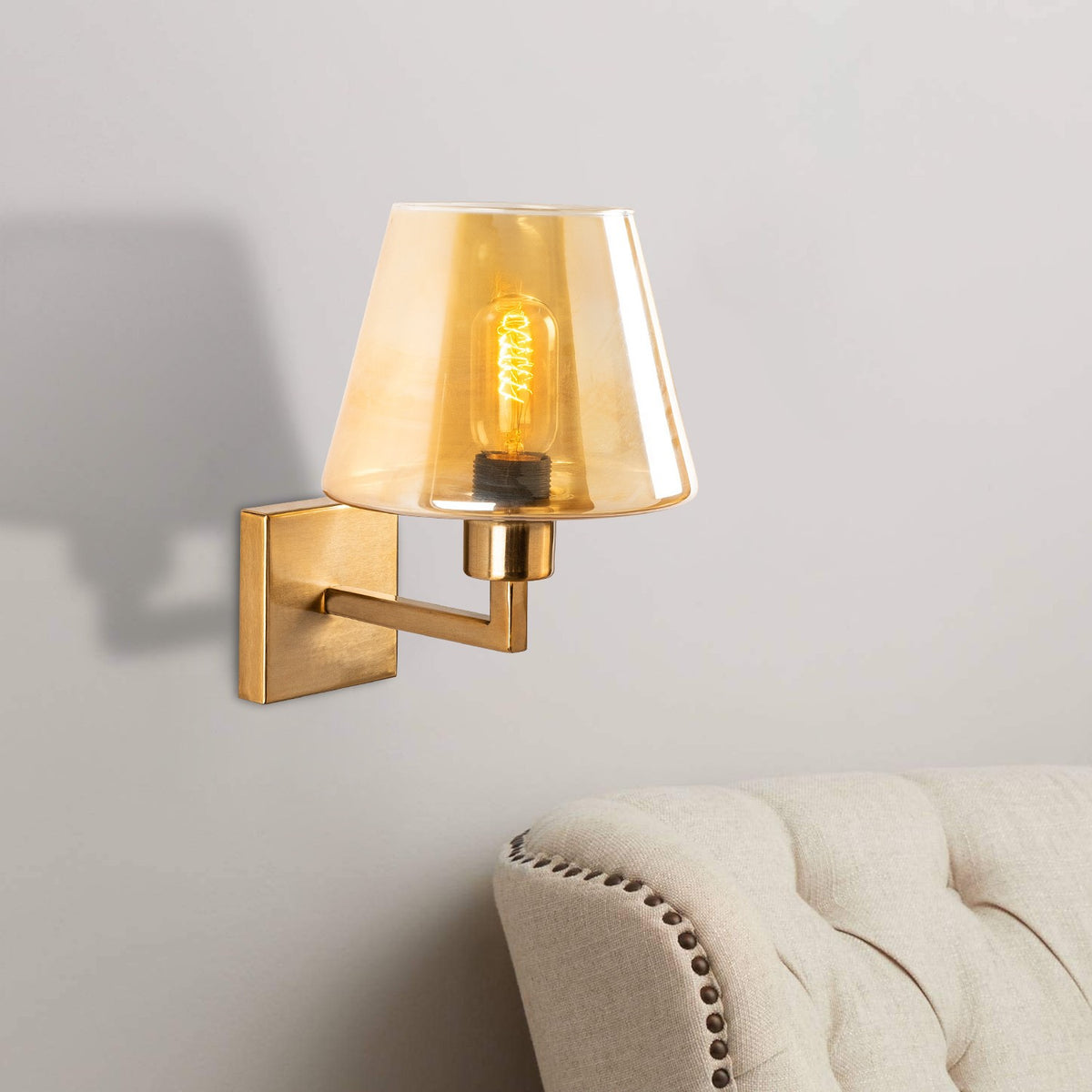 Wall lamps - Wall lamp Gold Glass Ashburn - Dimehouse