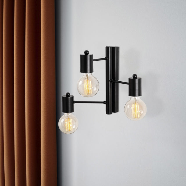 Wall lamps - Wall lamp 3 - lights Black Metal Brisa - Dimehouse