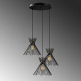 Hanging lamps - Hanging lamp 3 - light Stepped Black Metal Lyric - Dimehouse