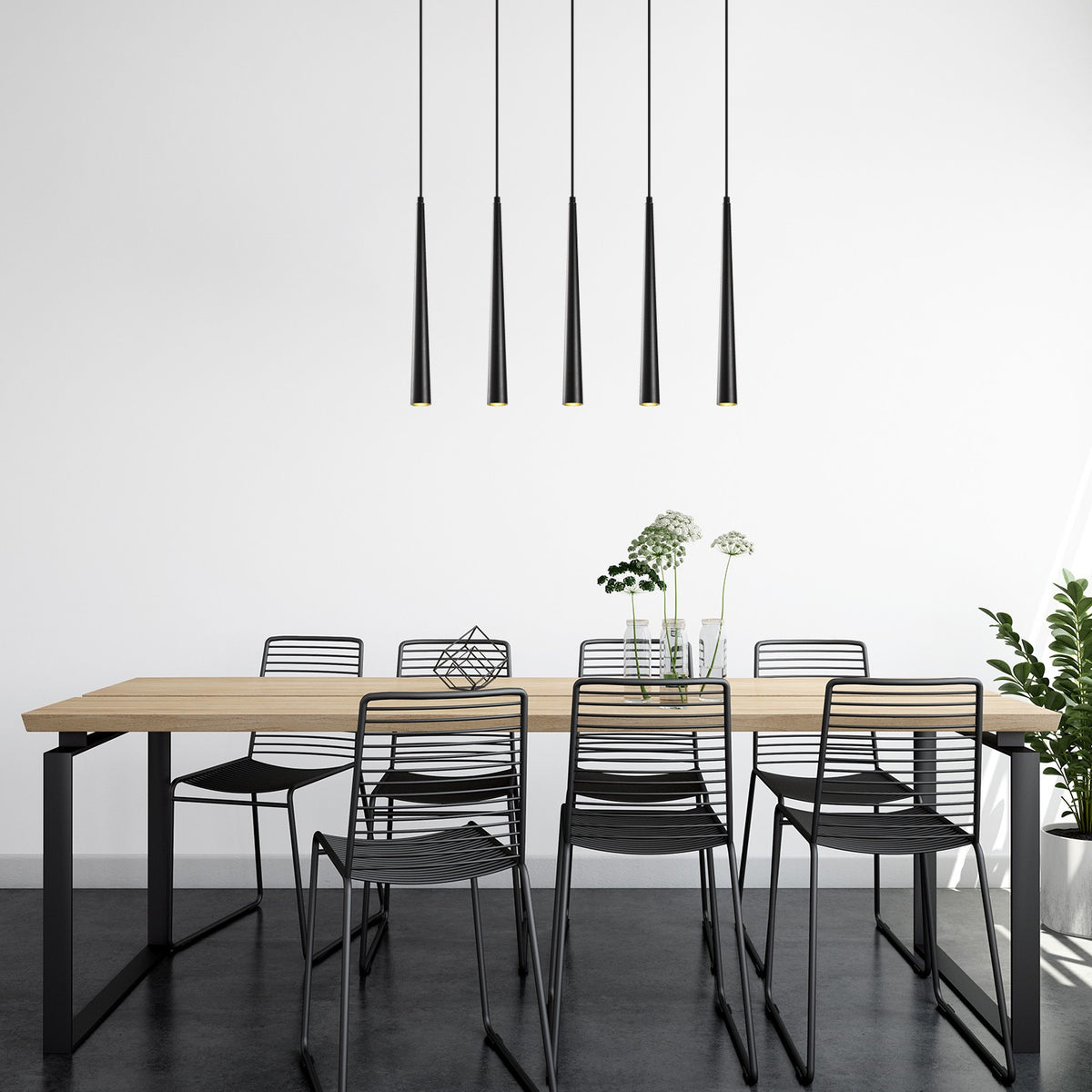 Hanging lamps - Hanging lamp 5 - lights Black Metal Vox - Dimehouse
