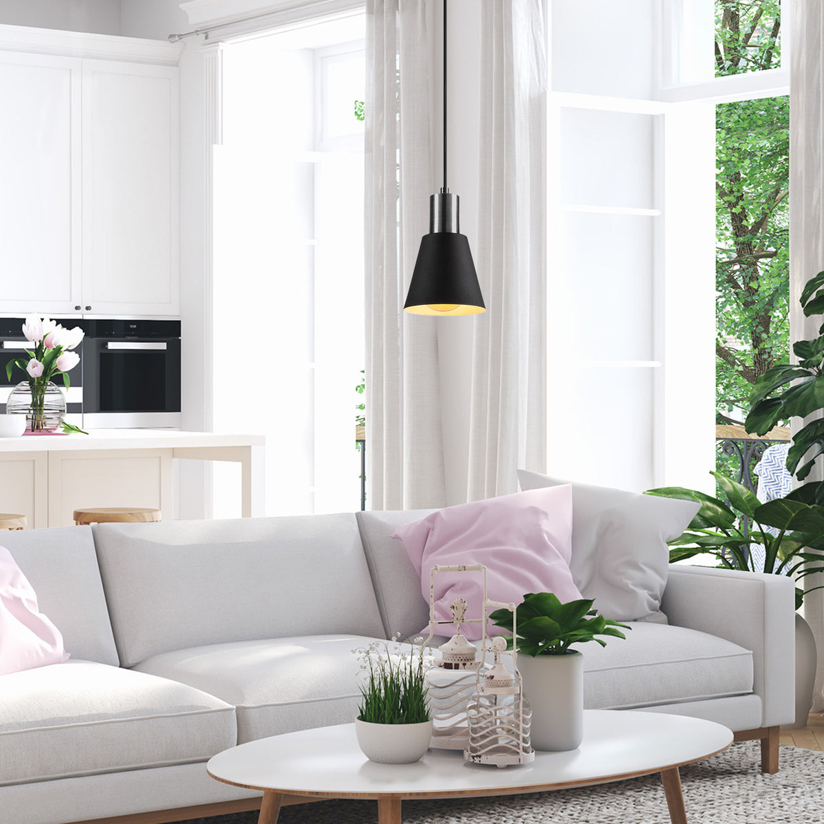 Hanging lamps - Hanging lamp Black Nickel Metal Velora - Dimehouse