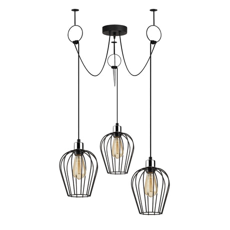 Hanging lamps - Hanging lamp 3 - lights Adjustable Black Metal Predator - Dimehouse