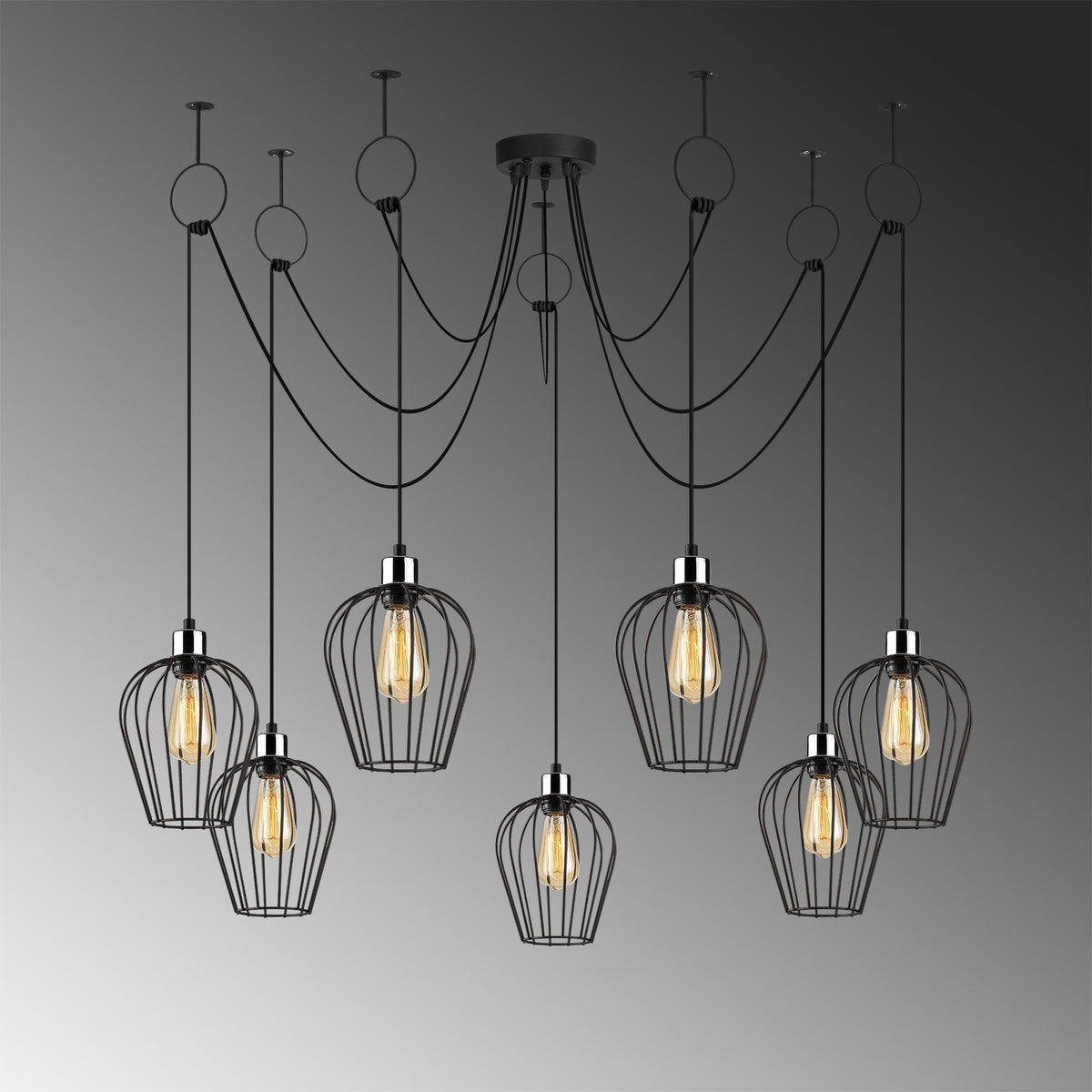 Hanging lamps - Hanging lamp 7 - lights Black Metal Predator - Dimehouse