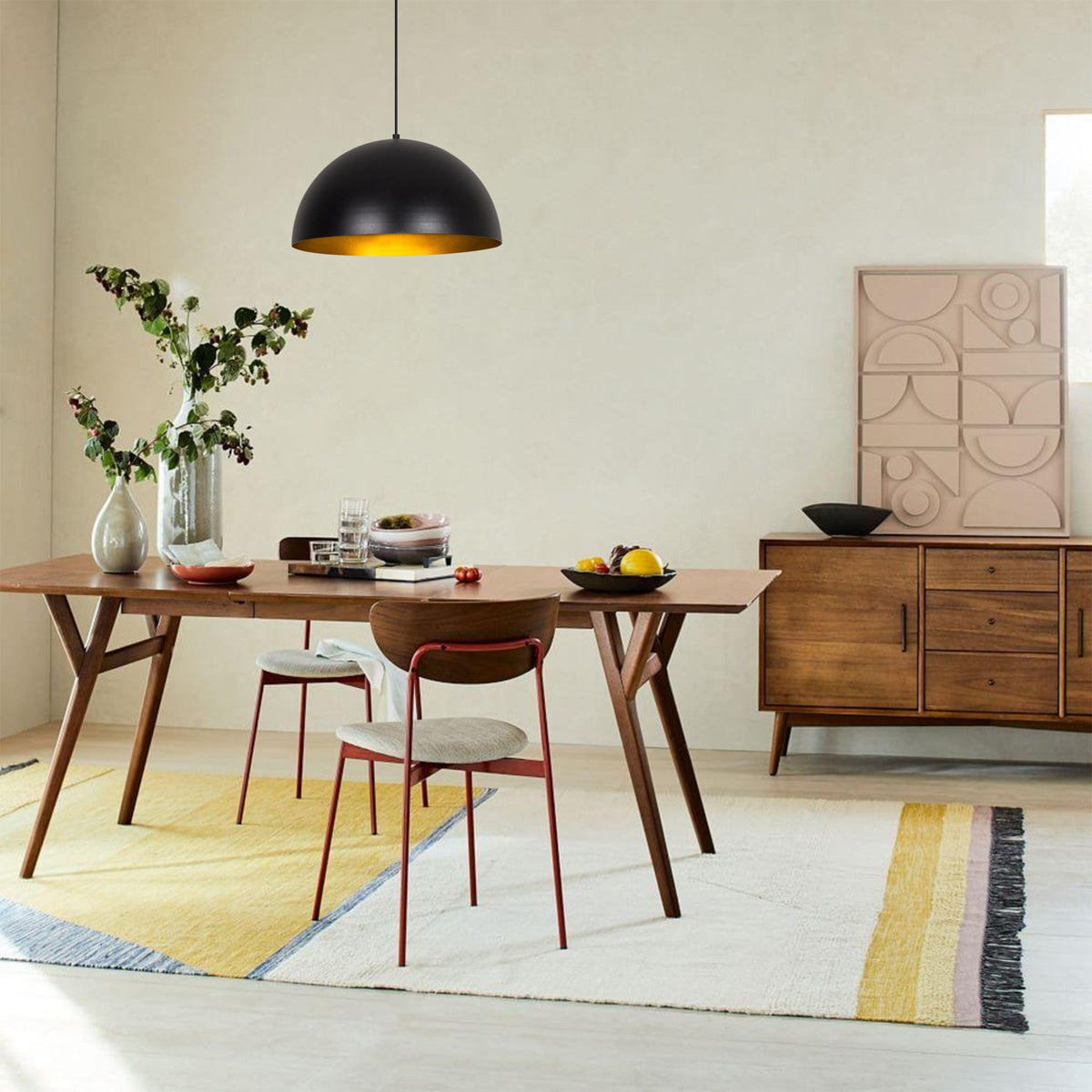 Hanging lamps - Hanging lamp 40 cm Black Gold Metal Echelon - Dimehouse