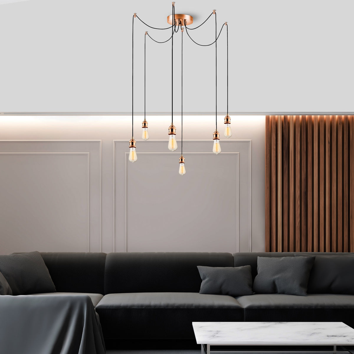 Hanging lamps - Hanging lamp 6 - lights Copper-colored Metal Maris - Dimehouse
