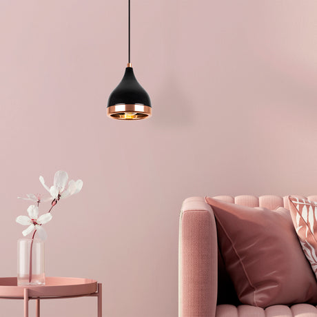 Hanging lamps - Hanging lamp 1 - light Black Copper Round Metal Grip - Dimehouse