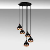Hanging lamps - Hanging lamp 5 - lights Stepped Black Copper Metal Grip - Dimehouse
