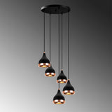 Hanging lamps - Hanging lamp 5 - lights Stepped Black Copper Metal Grip - Dimehouse