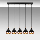 Hanging lamps - Hanging lamp 5 - lights Black Copper Metal Grip - Dimehouse