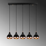 Hanging lamps - Hanging lamp 5 - lights Black Copper Metal Grip - Dimehouse