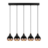 Hanging lamps - Hanging lamp 5 - lights Black Copper Metal Grip - Dimehouse