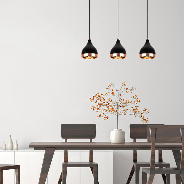 Hanging lamps - Hanging lamp 3 - lights Black Copper Metal Grip - Dimehouse