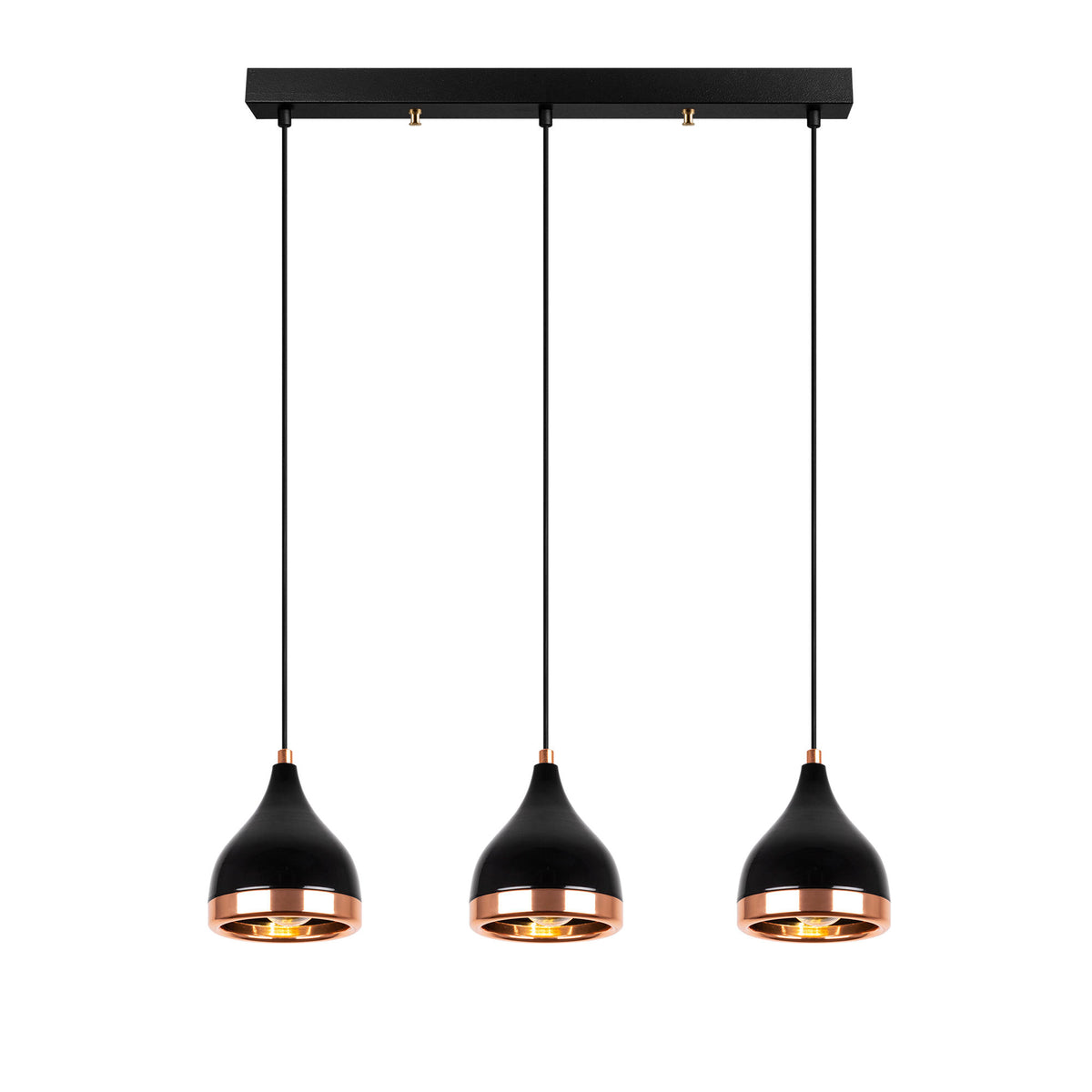 Hanging lamps - Hanging lamp 3 - lights Black Copper Metal Grip - Dimehouse