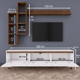 TV Furniture - TV Furniture Set Iona White Dark Walnut Melamine 180x48.6x35 cm - Dimehouse