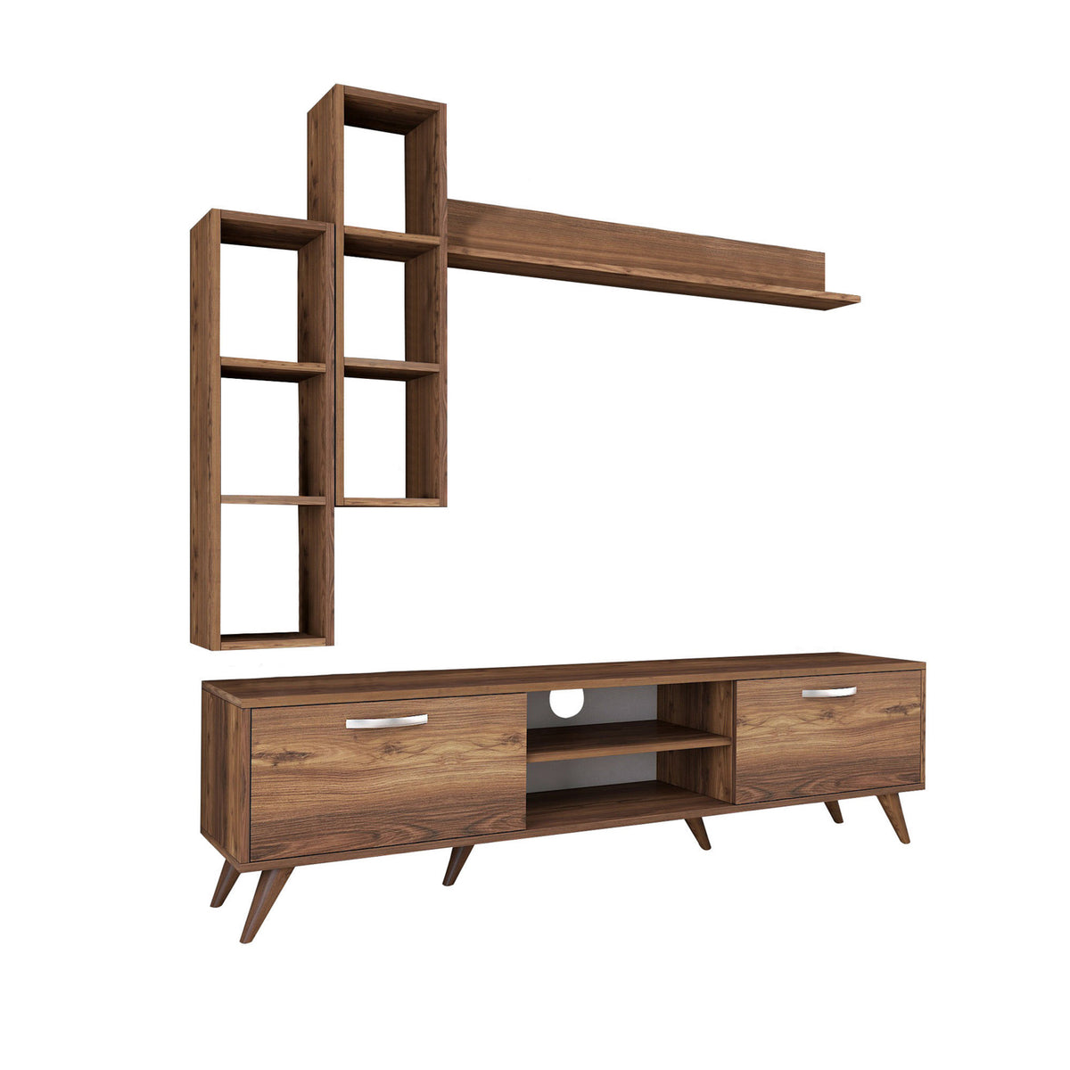 TV Furniture - TV Furniture Set Iona Walnut Melamine 180x48.6x35 cm - Dimehouse