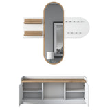 Furniture sets - Furniture set Coat rack - Mirror - Shoe cabinet - White - Walnut Melamine - Hally - Dimehouse