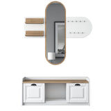 Furniture sets - Furniture set Coat rack - Mirror - Shoe cabinet - White - Walnut Melamine - Hally - Dimehouse