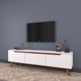 TV Furniture - TV Furniture Osiris White Dark Walnut Melamine 180x48.6x35 cm - Dimehouse