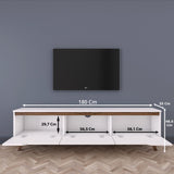 TV Furniture - TV Furniture Osiris White Dark Walnut Melamine 180x48.6x35 cm - Dimehouse