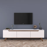 TV Furniture - TV Furniture Osiris White Dark Walnut Melamine 180x48.6x35 cm - Dimehouse