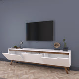 TV Furniture - TV Furniture Osiris White Dark Walnut Melamine 180x48.6x35 cm - Dimehouse
